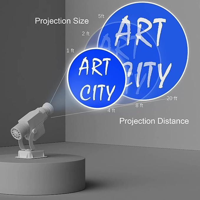 YKGOBO LED Logo GOBO Projector Image Rotation IP65 Waterproof with Manual Zoom DJ Effect Light Custom Gobos for Hotel Car Wash Company Restaurant Store Wedding Advertising Outdoor Use